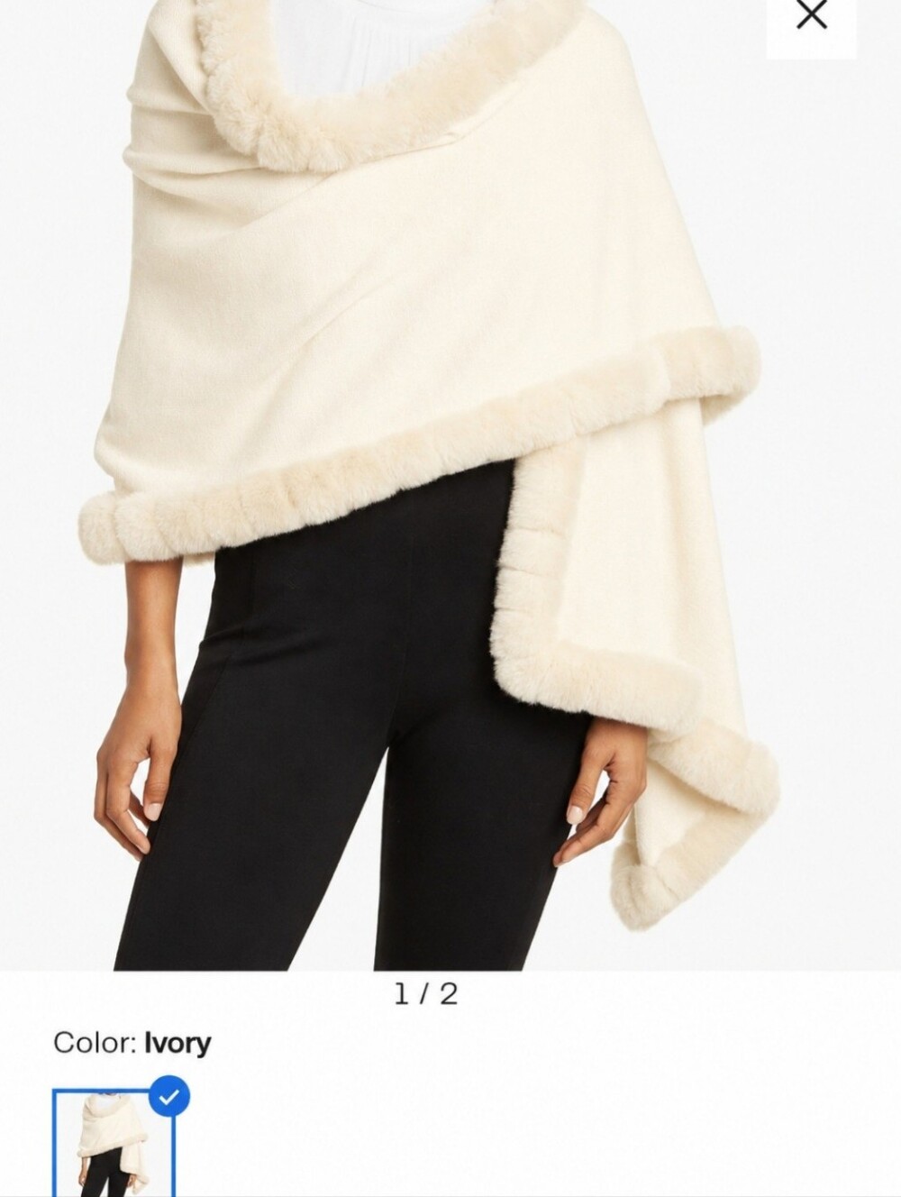 Ivory Faux Fur Trim Sweater Wrap NEW